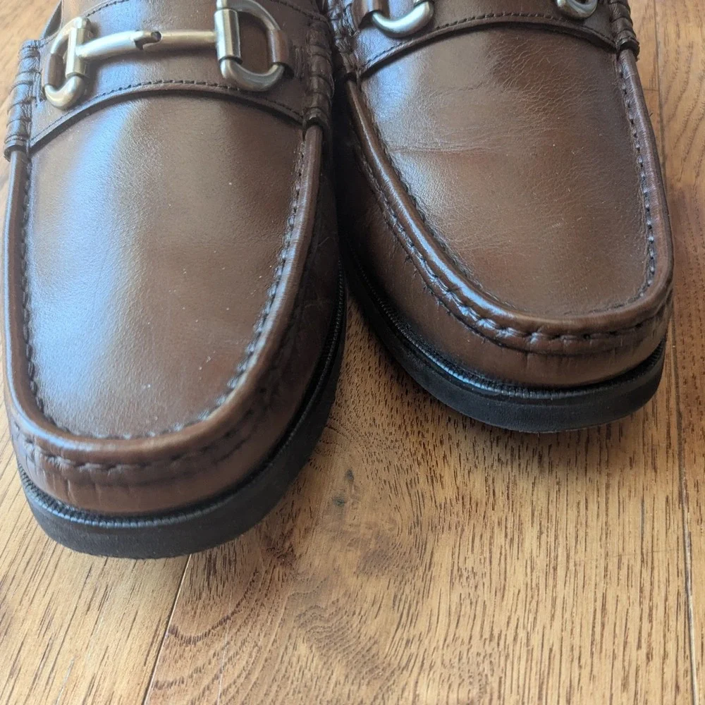 Florsheim Horsebit Loafers Brown Leather Moc Toe Slip On Mens 10.5 D Old Money